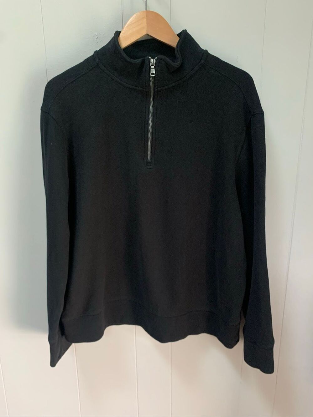 Banana Republic Quarter Zip Pullover Mens Size L Black Mock Neck Knit